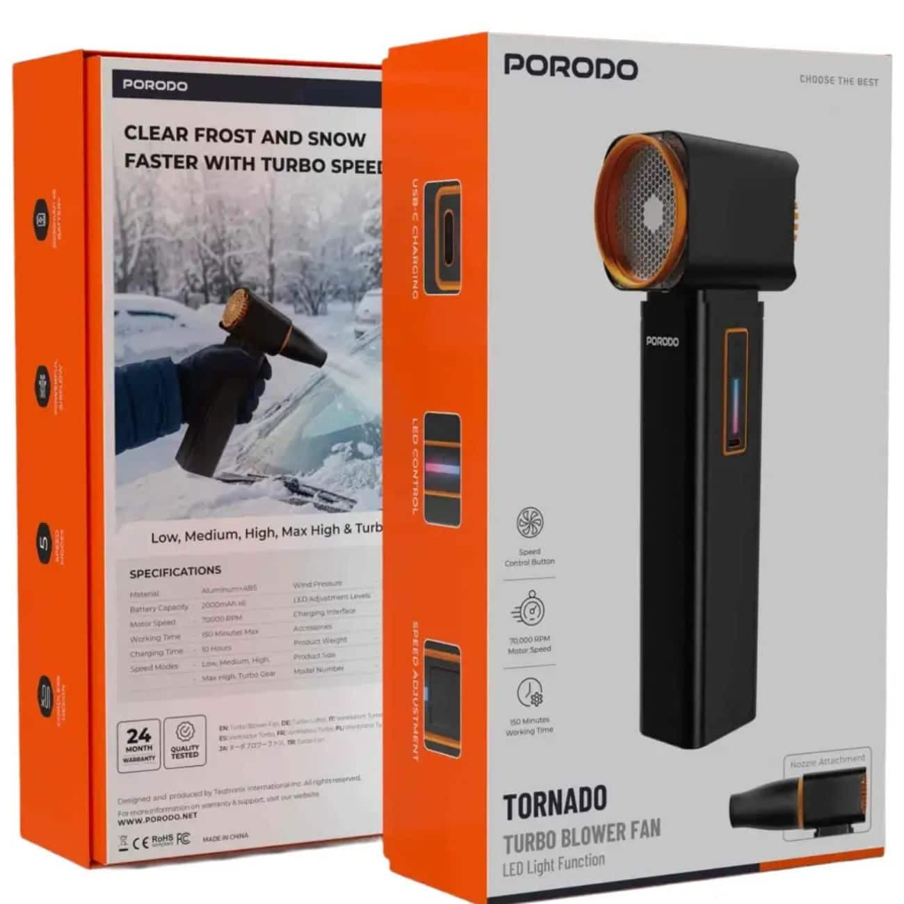 جت فن دمنده شارژی پورودو Porodo مدل PDMY96007BK با موتور 70000 دور — تصویر ۷