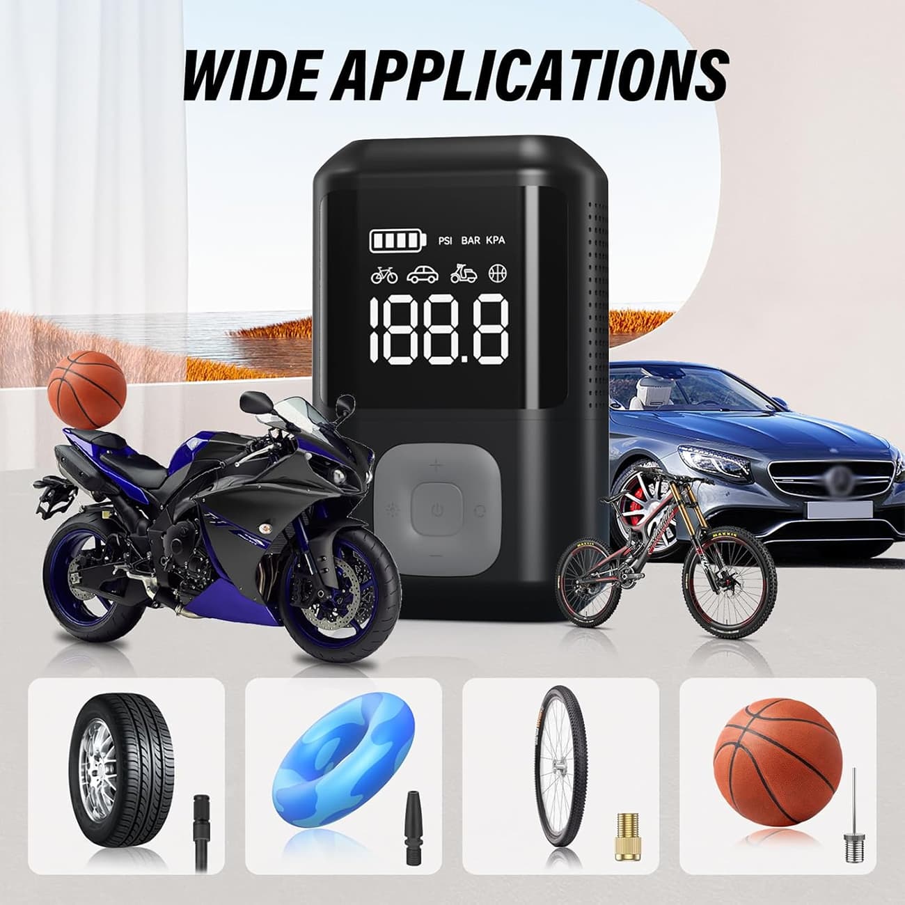 پمپ باد شارژی شیائومی Xiaomi مدل YY-CQB01 قابل حمل — تصویر ۲