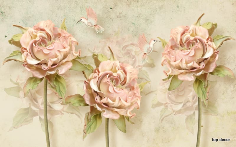 پوستر دیواری سه بعدی طرح نقاشی گل