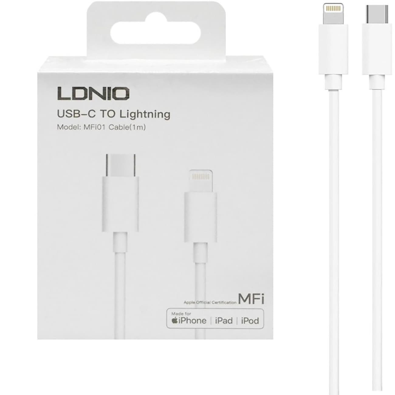 کابل تایپ سی به لایتنینگ الدنیو LDNIO مدل MFI01 یک متر — تصویر ۸