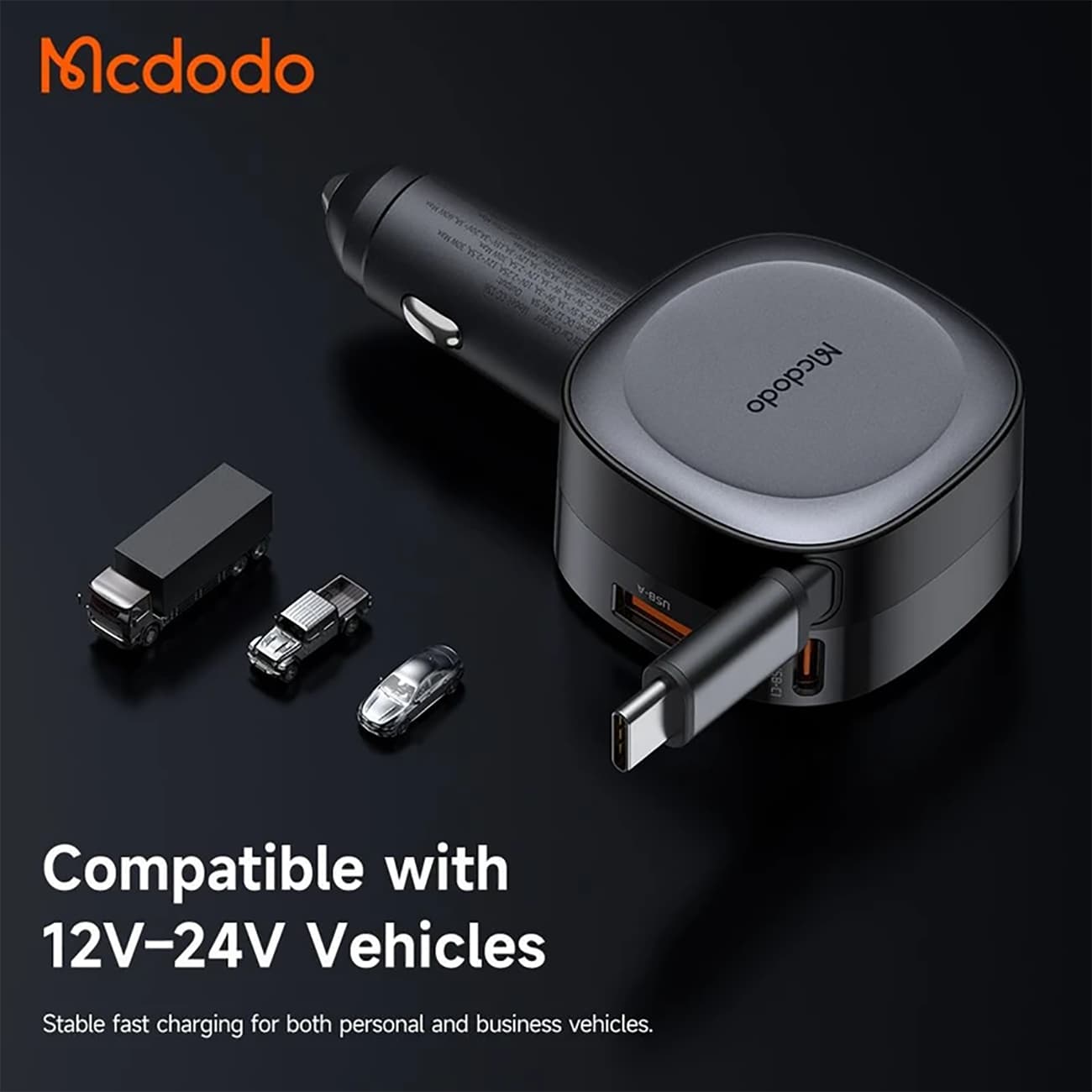 شارژر فندکی فست شارژ مک دودو MCDODO مدل CC-156 توان 75 وات با کابل — تصویر ۵