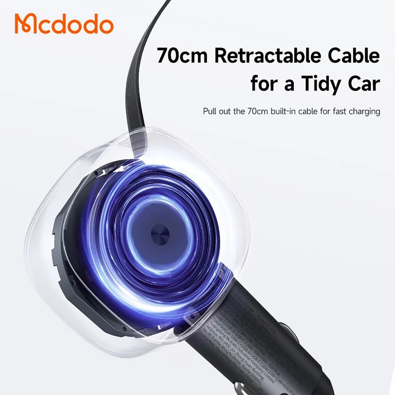 شارژر فندکی فست شارژ مک دودو MCDODO مدل CC-156 توان 75 وات با کابل — تصویر ۶