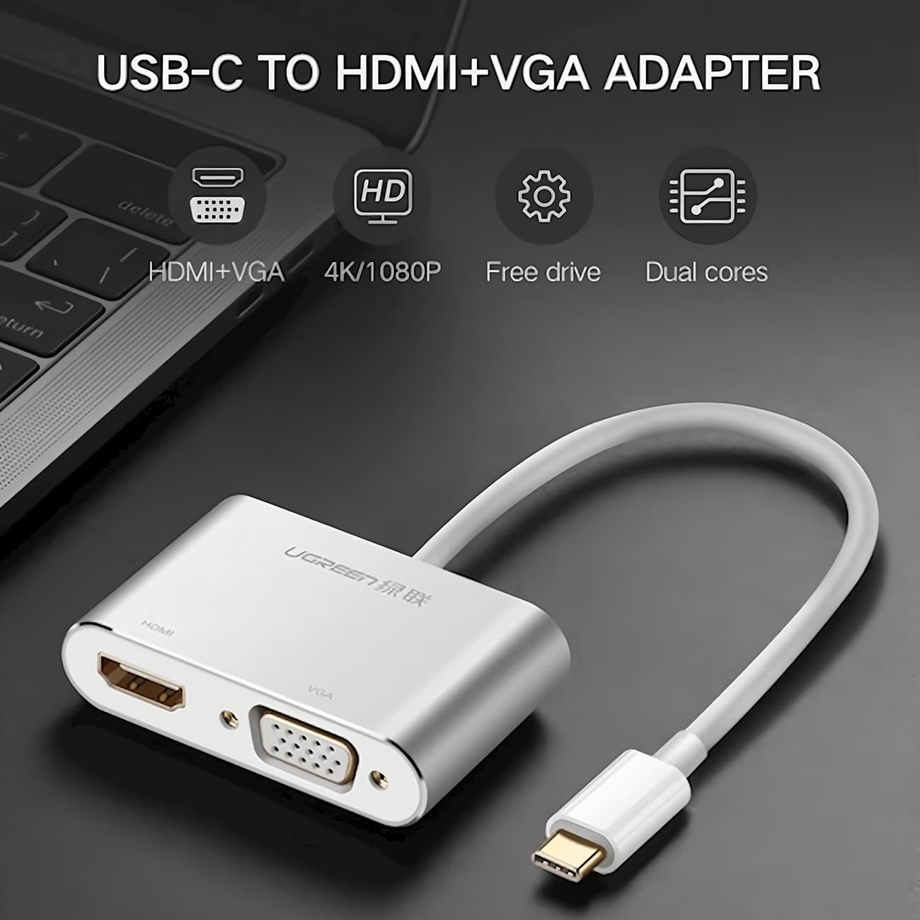 مبدل تایپ‌‌سی به HDMI و وی‌جی‌ای یوگرین MM123 30843 — تصویر ۳