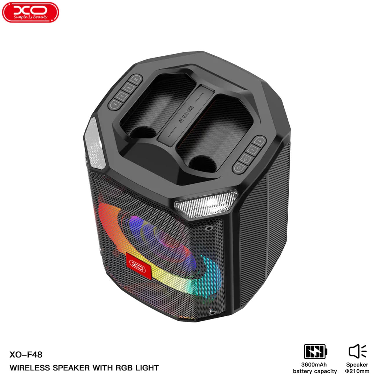 اسپیکر بلوتوثی ایکس او XO مدل F48 با نور RGB و توان 40 وات — تصویر ۲