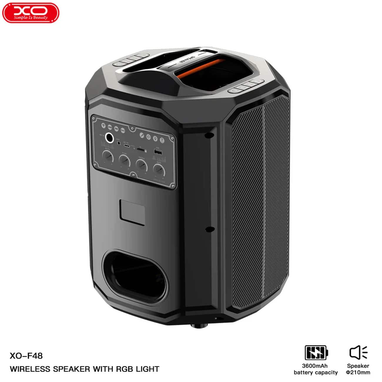 اسپیکر بلوتوثی ایکس او XO مدل F48 با نور RGB و توان 40 وات — تصویر ۶
