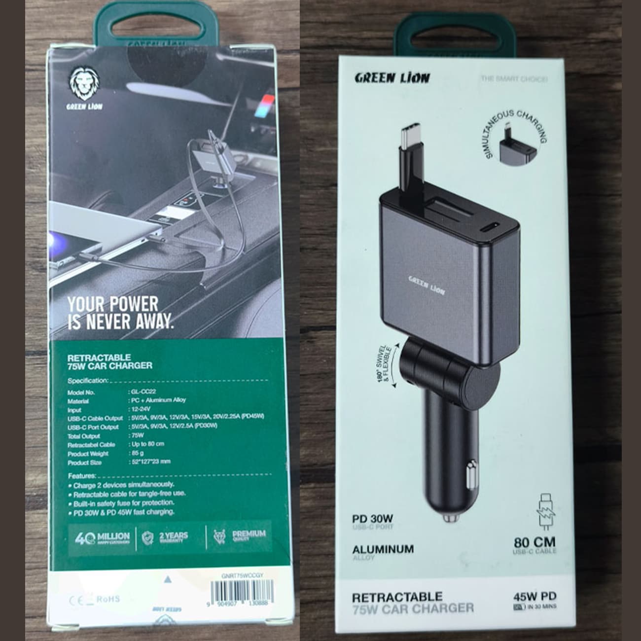 شارژر فندکی فست شارژ گرین لاین مدل GL-CC22 توان 75 وات با کابل — تصویر ۹