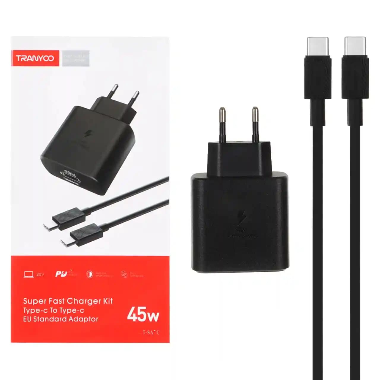شارژر دیواری 45W PD برند Tranyoo مدل T-SA7C به همراه کابل شارژ Type-C — تصویر ۲