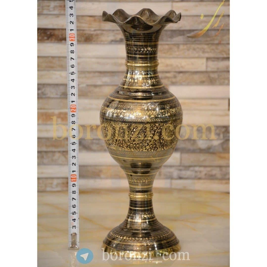 گلدان برنز سیاه قلم کشمیری ارتفاع ۳۳