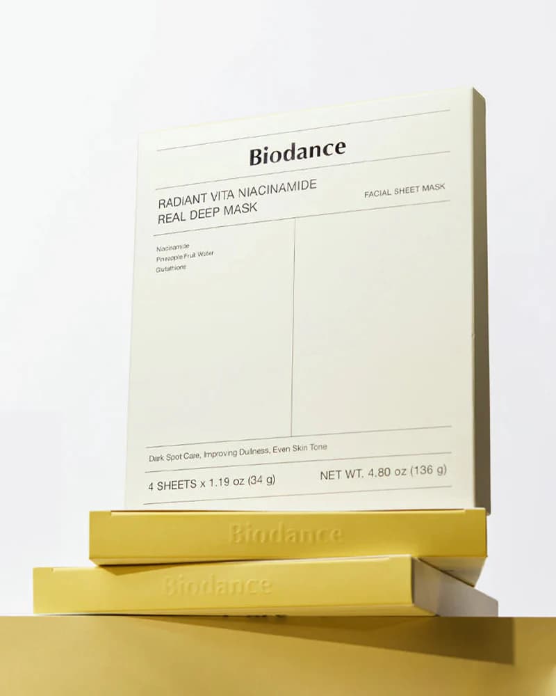 پک 4 عددی ماسک ورقه ای ضدلک و روشن کننده و ضد جوش ویتا نیاسینامید بایودنس Biodance — تصویر ۵