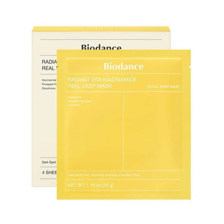پک 4 عددی ماسک ورقه ای ضدلک و روشن کننده و ضد جوش ویتا نیاسینامید بایودنس Biodance — تصویر ۶