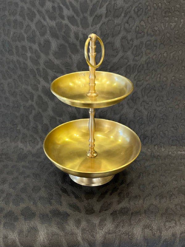 شیرینی و شکلات خوری دوطبقه انتیک برنجی ساده