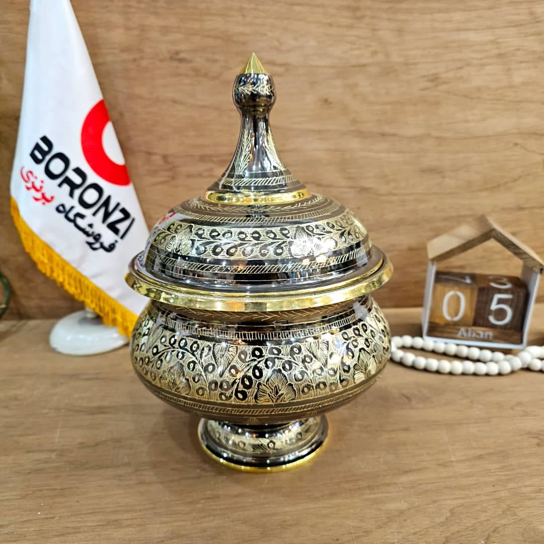 شکلات خوری بزرگ سیاه قلم برنزی