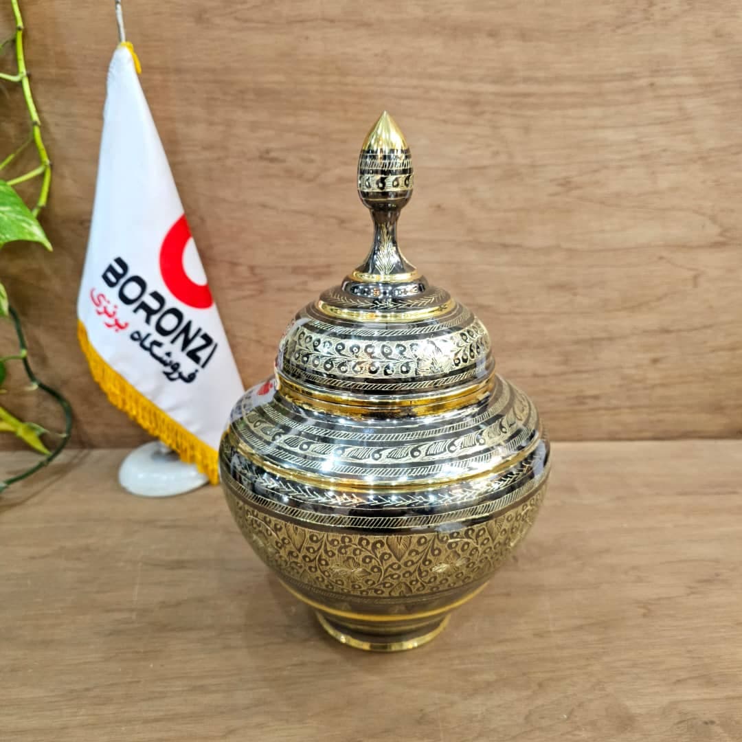 شکلات خوری بزرگ بدون پایه برنز سیاه قلم