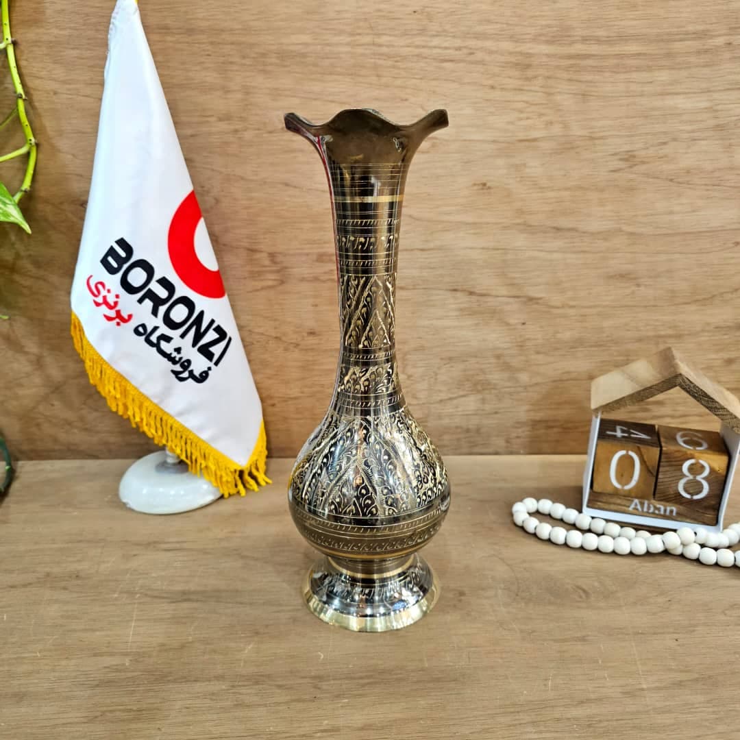 گلدان برنز سیاه قلم ته گرد 30 سانت