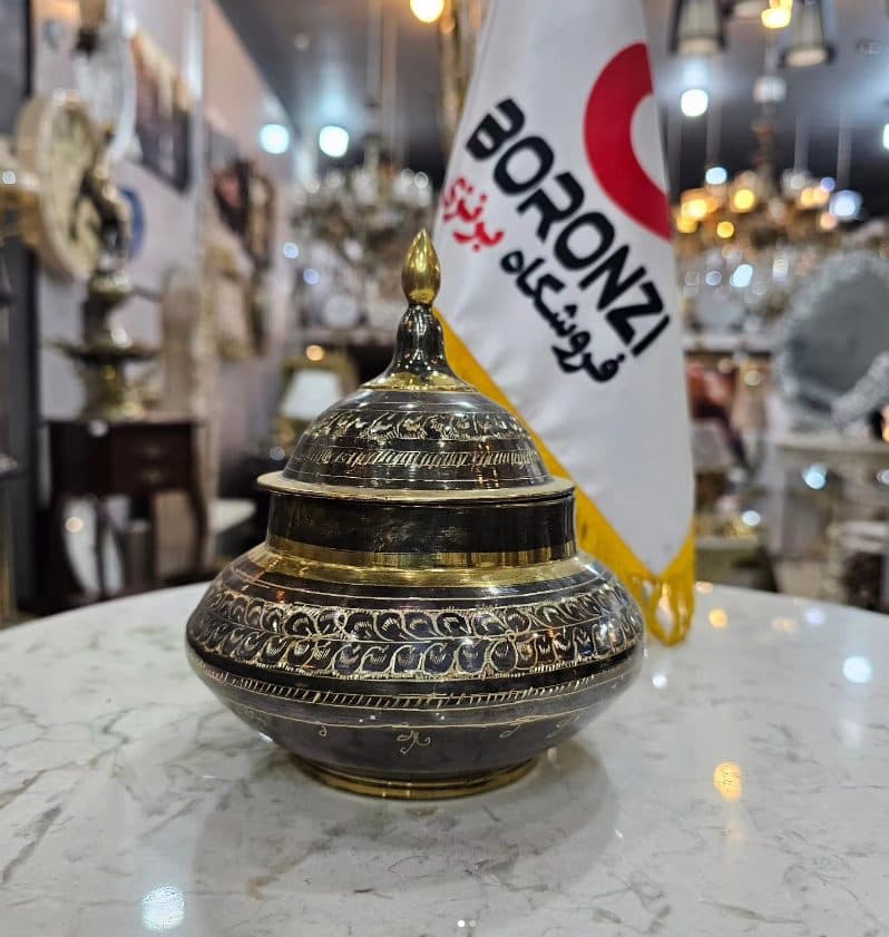 قندان برنزی سیاه قلم 15 سانت