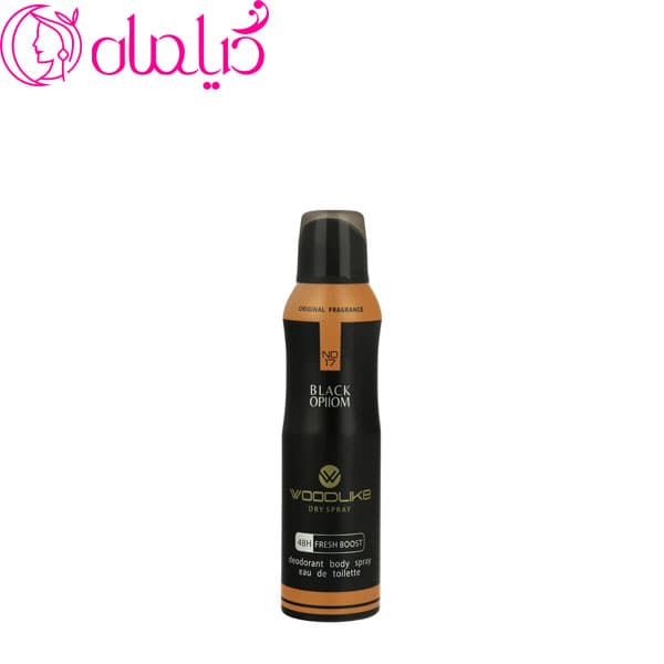 اسپری خوش بو کننده بدن وودلایک مدل بلک اوپیوم Black Opllom