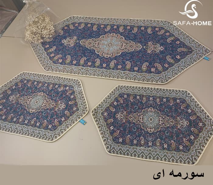 ست 3 تکه رومیزی جلو مبلی ترمه هاشمی کد 16 — تصویر ۳