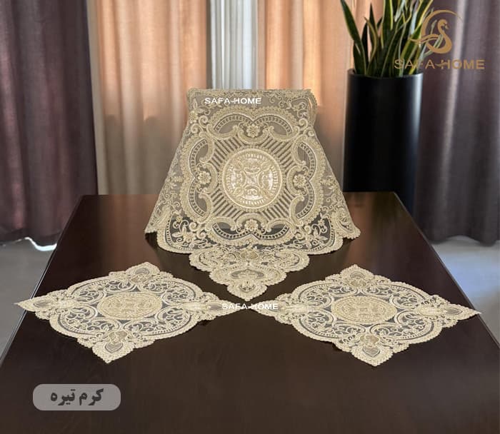 رومیزی قیطان 3 تکه مربع طرح ایمپریال