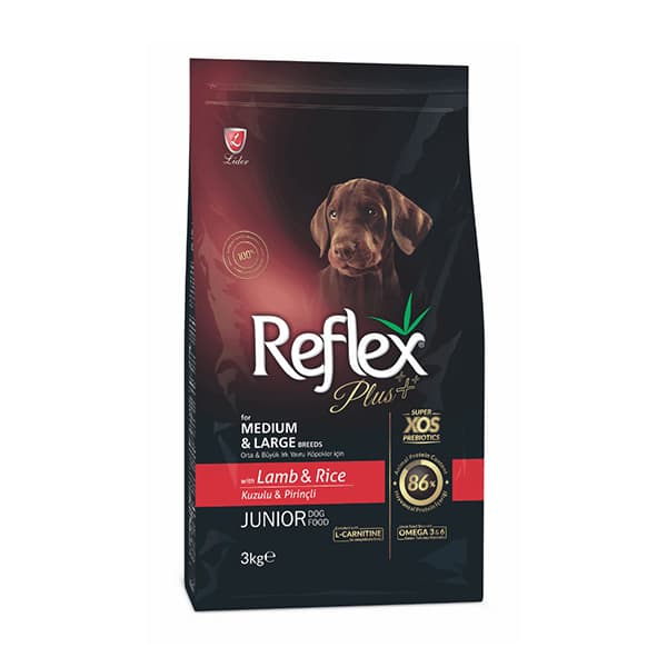 غذای خشک سگ جونیور رفلکس پلاس طعم گوشت بره (Reflex Plus Junior Lamb And Rice ) وزن 3 کیلوگرم — تصویر ۲