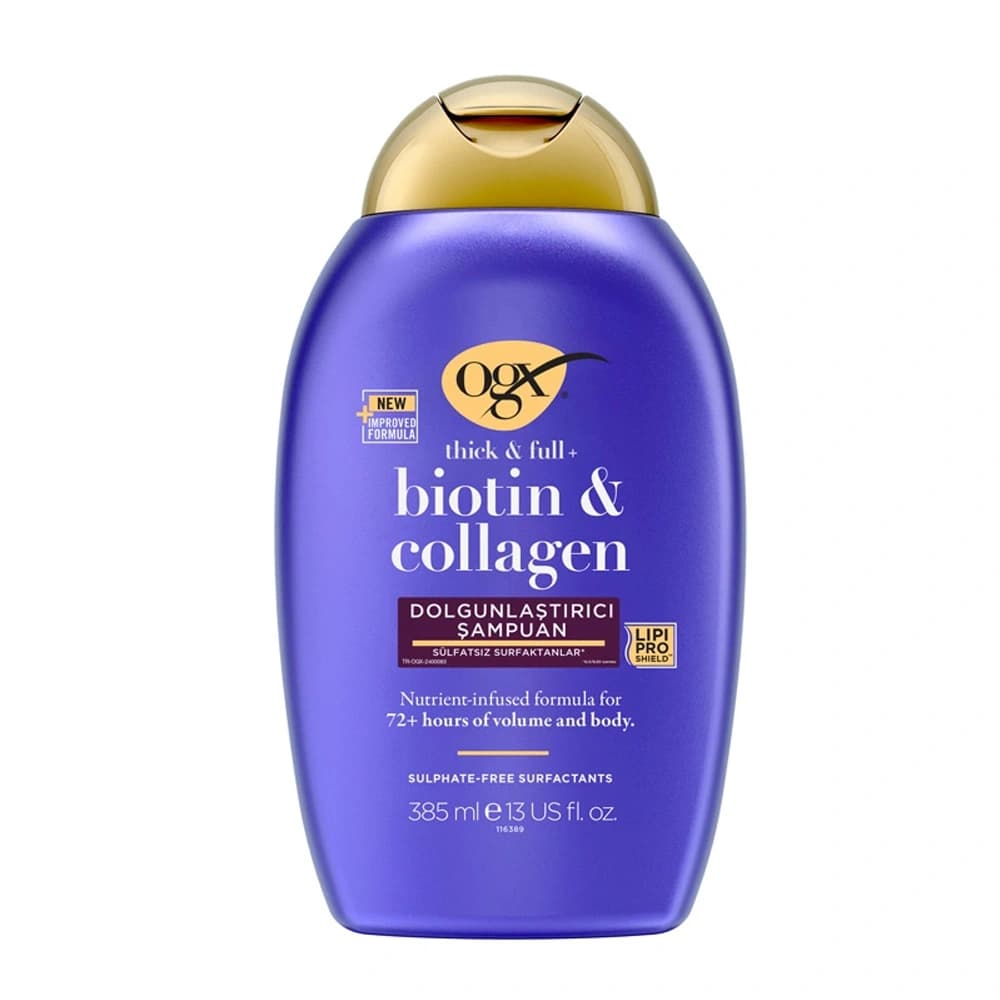 شامپو فاقد سولفات حجم دهنده بیوتین کلاژن او جی ایکس 385ml