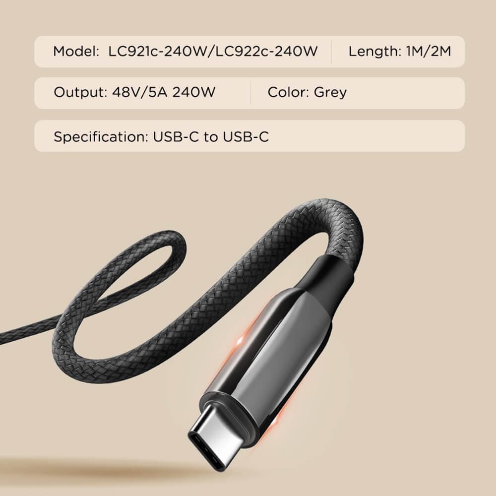 کابل شارژ توربو دو سر تایپ سی LDNIO LC-921 240W PD-3.1 طول 1 متر — تصویر ۸