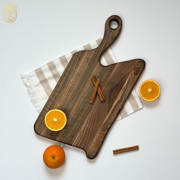 تخته گوشت و تخته سرو چوبی دسته قوس دارsh458