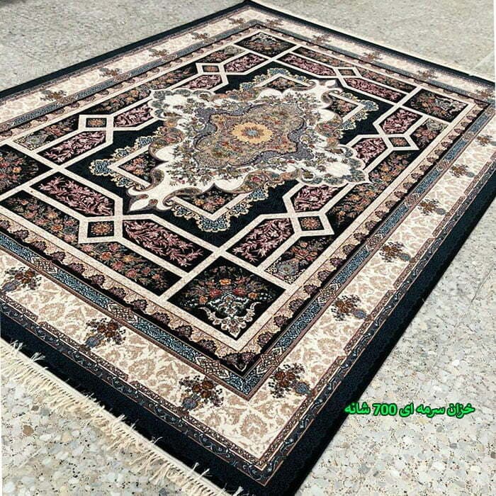 فرش نگین طرح خزان ۷۰۰ شانه سرمه ای