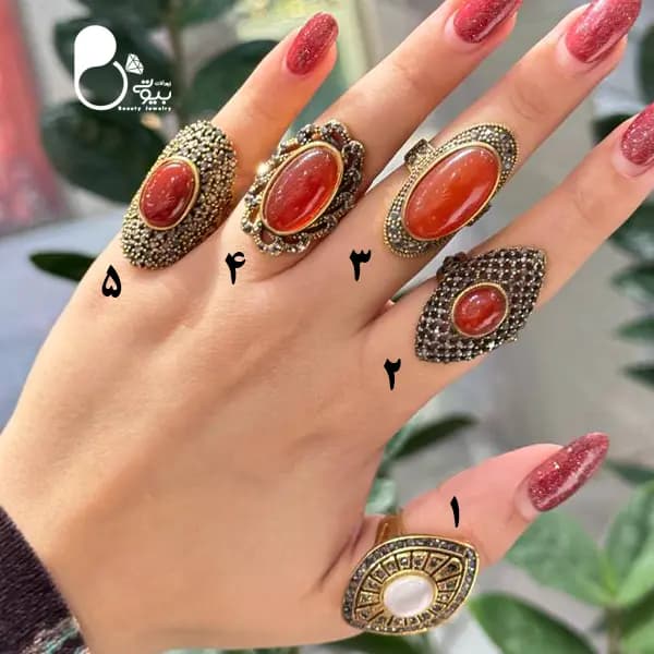 انگشتر طرح عقیق مارکزیت بحرینی حراجی — تصویر ۳