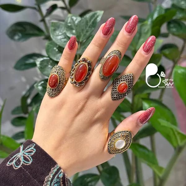 انگشتر طرح عقیق مارکزیت بحرینی حراجی — تصویر ۲