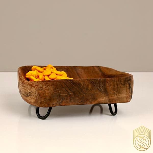 ظرف چوبی دستساز پایه فلزی sh380