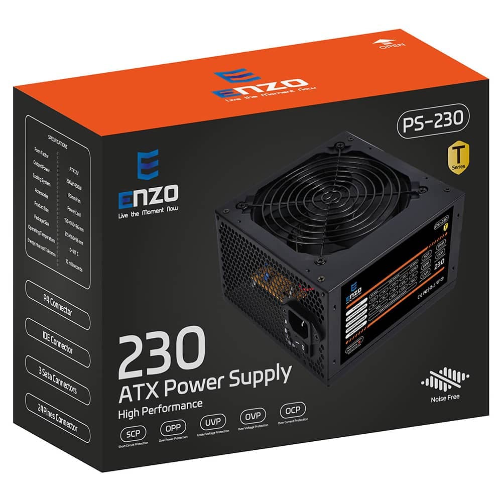 پاور کیس انزو ENZO PS-230 230W همراه با کابل برق — تصویر ۲