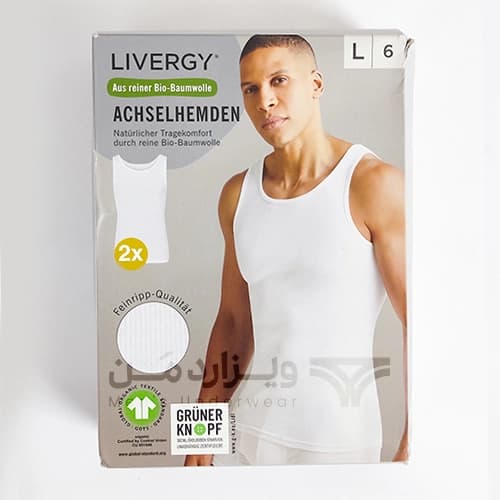 پک 2 تایی رکابی اورجینال لیورجی Livergy آلمان سفید — تصویر ۳