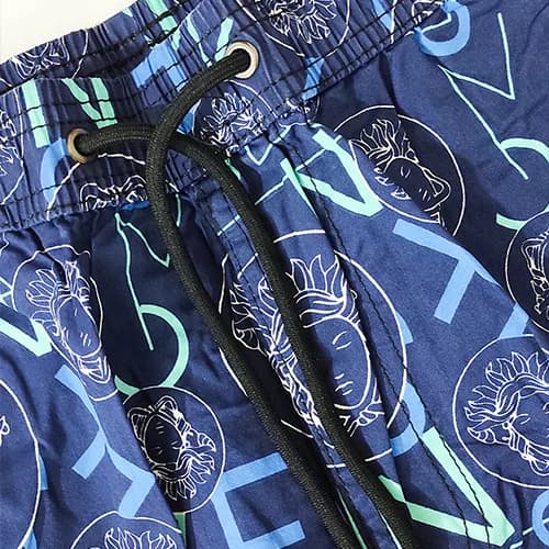 شلوارک راحتی مردانه کتان وارداتی طرح ورساچ Versace آبی — تصویر ۵