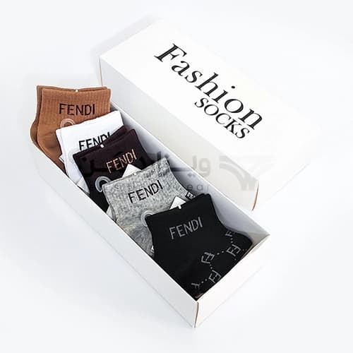 پک پرمیوم 5 تایی جوراب مچی مردانه فندی Fendi اورجینال گلدوزی شده Premium