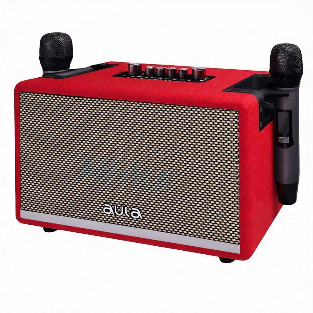 اسپیکر پرتابل بلوتوثی آئولا AULA AK815 همراه دو میکروفن کاراکوئه — تصویر ۲