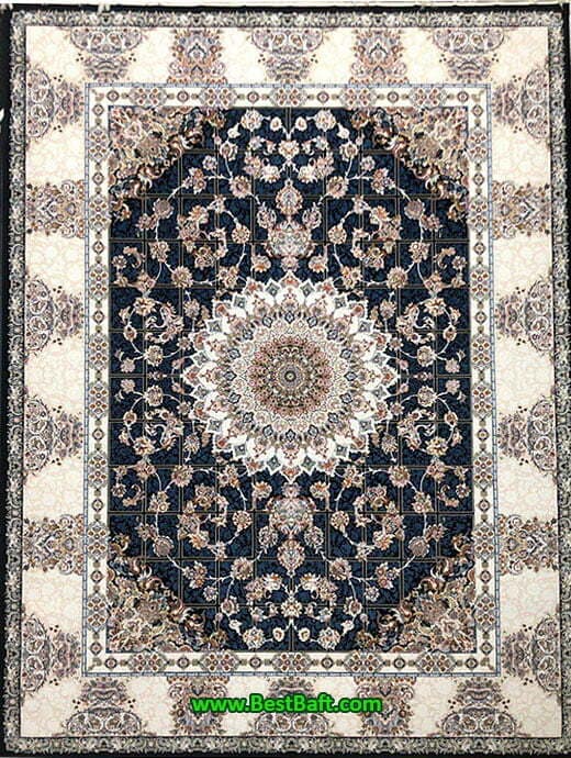فرش کاشان کد ۱۷۰۵ گلبرجسته ۷۰۰ شانه سرمه ای