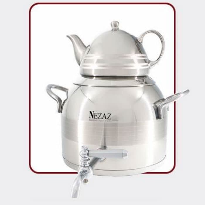 کتری و قوری 5 لیتر نزاز NEZAZ طرح ترک قوری کروم کد 2900