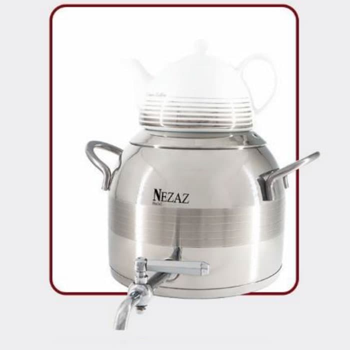 کتری و قوری 5 لیتر نزاز NEZAZ طرح ترک خطی استیل مات کد 2600 — تصویر ۲