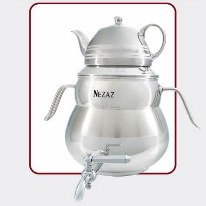 کتری و قوری 6 لیتر نزاز NEZAZ سایه قوری کروم کد 4020