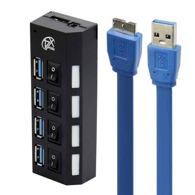 هاب USB 3.0 چهار پورت کلید دار X4TECH X401