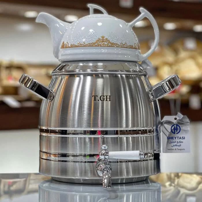 کتری قوری قیطاسی T.GH مدل آپادانا 6 لیتری شیردار کف چدن کد TGH-7950