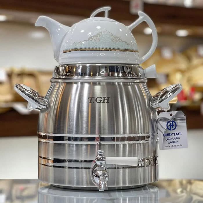 کتری قوری قیطاسی T.GH مدل آپادانا 6 لیتری شیردار کف چدن کد TGH-7750