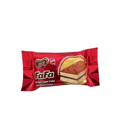 کیک دولایه اسفنجی با مغزی کرم کاکائو فافا 38گرم