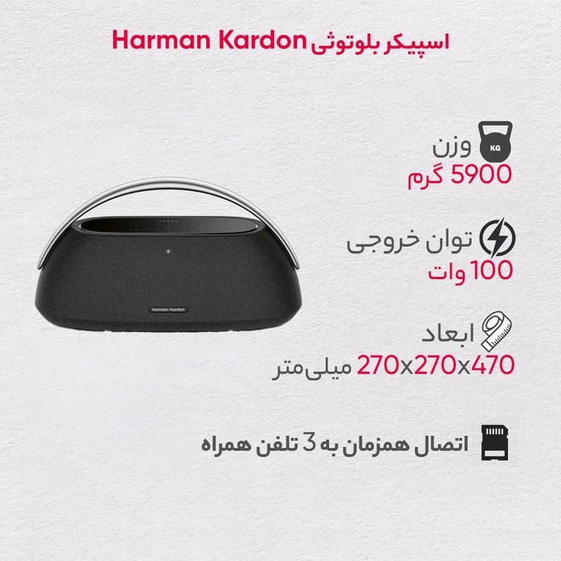 اسپیکر بلوتوثی هارمن کاردن مدل Harman Kardon Go+Play 3 2023 با گارانتی 18 ماهه شرکتی — تصویر ۸