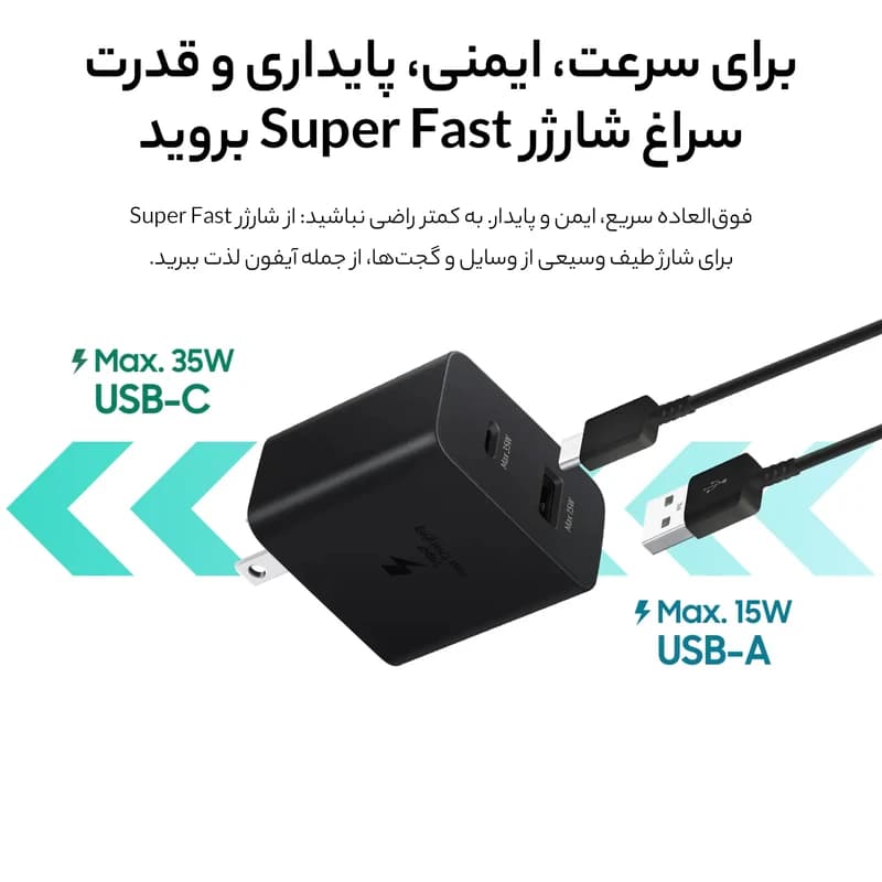 آداپتور 35W سامسونگ مدل EP-TA220-DUO اصلی با گارانتی 18 ماهه شرکتی — تصویر ۶