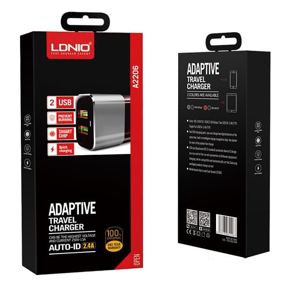شارژر دیواری الدینیو مدل A2206 همراه با کابل میکرو USB