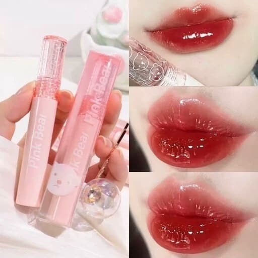 تینت لب شیشه ای خرس تدی پینترستی فانتزی کیوت براق شاداب کننده لب ها و گونه تینت کره ای کریستالی — تصویر ۷