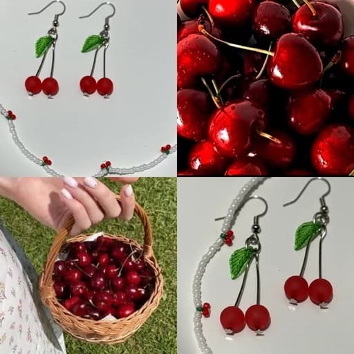 گردنبند گوشواره آلبالو گیلاس وایب پینترستی رویایی — تصویر ۹