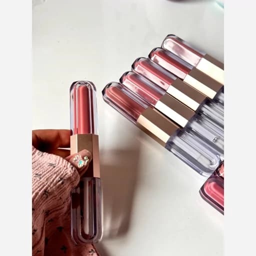 رژ لب طرح دوپ کیکو دو طرفه رژ مایع مات مخملی و برق لب مایه خیس براق کیوت پینترستی رژ کیکو فانتزی رنگ نود و گوشتی دوقلو خ — تصویر ۹
