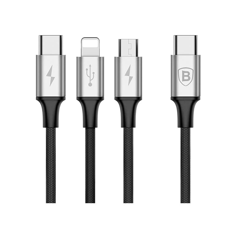 کابل سه در یک سوپر فست شارژ تایپ سی برند بیسوس مدل Rapid 3 in 1 — تصویر ۳